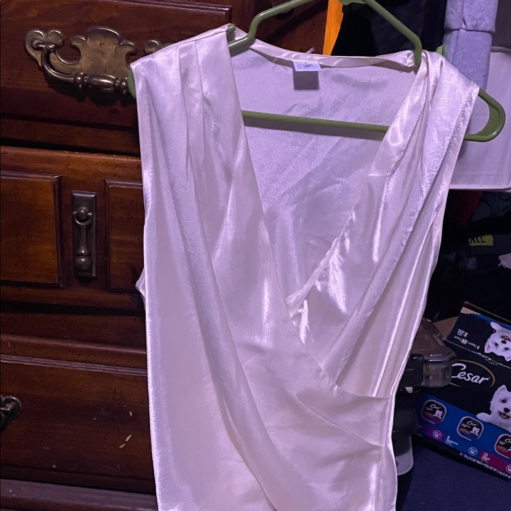 Delicates Shimmering Cream Satin Blouse